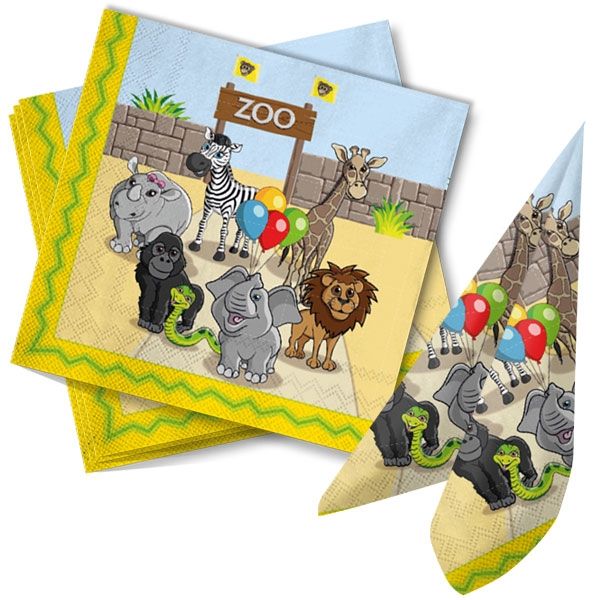 Zoo Servietten, 20er Pck, 33x33cm, 3-lagig Zoo Servietten, 20er Pck, 33x33cm, 3-lagig von dh-konzept