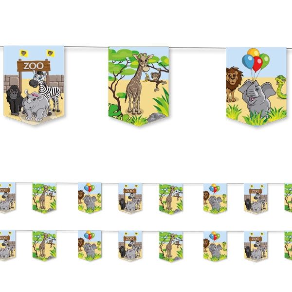 Zoo Wimpelkette, 3,5m, 1 Stk, Girlande Kindergeburtstag Zoo Wimpelkette, 3,5m, 1 Stk, Girlande Kindergeburtstag von dh-konzept