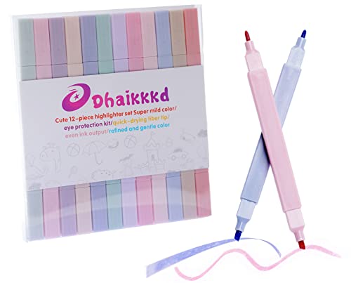 dhaikkkd bunte doppelkopf textmarker pack of 12 highlighter pen tag stift büro gadgets mildliner brush textmarker marker pastell leuchtstifte von dhaikkkd