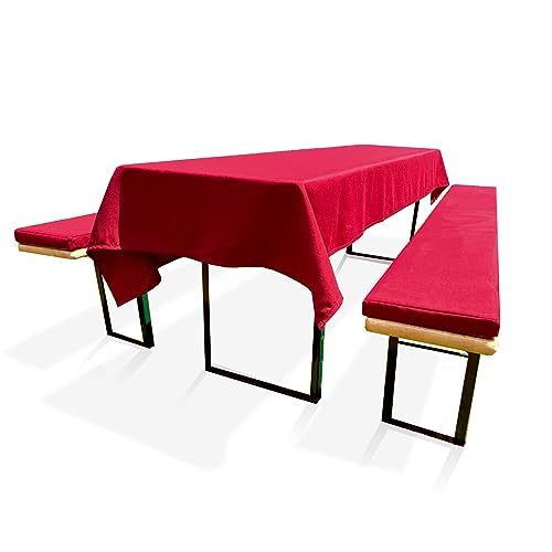 diMio Premium Bierzeltgarnitur Auflagen-Set - Memoryfoam Polsterauflagen und Tischdecke für höchsten Komfort (Standard (Tisch: 220x70cm), Rumba Red) von diMio