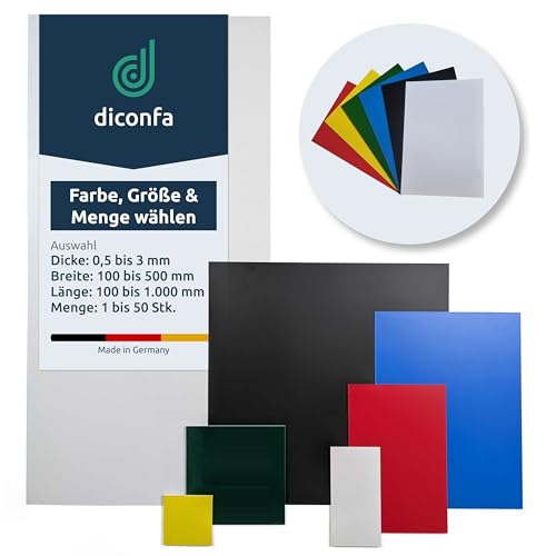 diconfa Kunststoffplatte Polystyrol PS - VIELE FARBEN - Dicke: 0,5mm bis 3mm - Größe: 100x100mm bis 500x1000mm - AUSWAHL:500x1000x0,5mm, weiß, 2 Stück - Basteln Modellbau inkl. Anleitung diconfa Kunststoffplatte Polystyrol PS - VIELE FARBEN - Dicke: 0,5mm bis 3mm - Größe: 100x100mm bis 500x1000mm - AUSWAHL:500x1000x0,5mm, weiß, 2 Stück - Basteln Modellbau inkl. Anleitung von diconfa