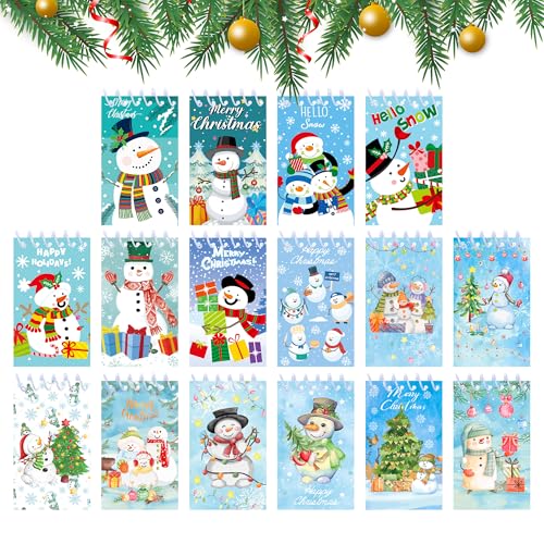dididudi Mini-Notizblöcke für Kinder, Schneemann, Schneeflocke, kleines Weihnachtsspulen-Notizbuch, Strumpffüller, Partyzubehör, Geschenktütenzubehör, Weihnachtsbriefpapier, Notizblöcke, 16 Stück dididudi Mini-Notizblöcke für Kinder, Schneemann, Schneeflocke, kleines Weihnachtsspulen-Notizbuch, Strumpffüller, Partyzubehör, Geschenktütenzubehör, Weihnachtsbriefpapier, Notizblöcke, 16 Stück von dididudi