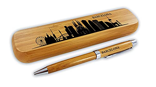 die stadtmeister Kugelschreiber-Set Bambus Skyline Barcelona von die stadtmeister