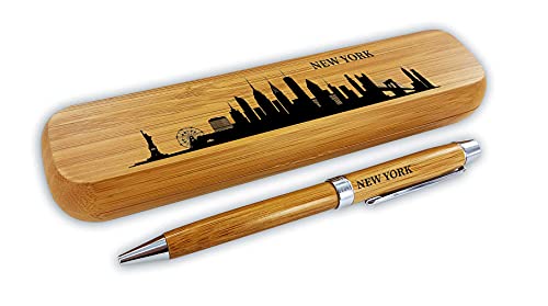 die stadtmeister Kugelschreiber-Set Bambus Skyline New York von die stadtmeister