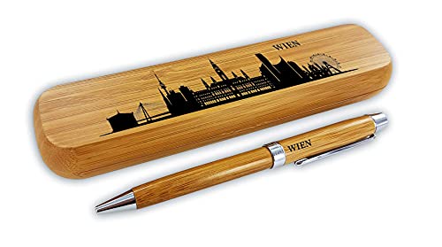 die stadtmeister Kugelschreiber-Set Bambus Skyline Wien/Vienna von die stadtmeister