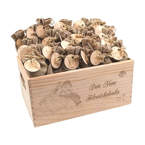 Adventskalender mit Name, Adventskalender zum Befüllen, Adventskiste Kinder, Adventskalender Kinder, Adventskiste personalisiert, Weihnachtskalender aus Nadel-Holz mit Namen Faultier Adventskalender mit Name, Adventskalender zum Befüllen, Adventskiste Kinder, Adventskalender Kinder, Adventskiste personalisiert, Weihnachtskalender aus Nadel-Holz mit Namen Faultier von die-veredler