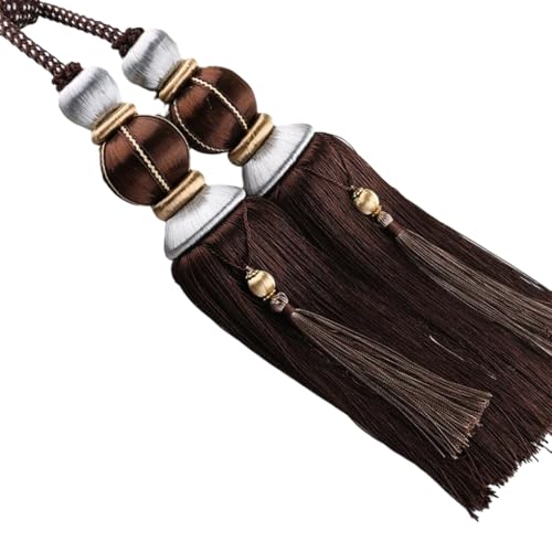 dijiusidy 2 Stück Quasten Vorhang Raffhalter zum Aufhängen hoch, einfach für eine hervorragende Dekoration, Vorhang Quaste, Polyester, geeignete Maße, dunkler Kaffee von dijiusidy