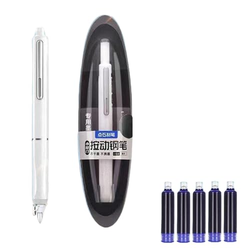 dijiusidy Füllfederhalter, 0,38 mm, glattes Erlebnis mit 5 auslaufenden Tinten für nachfüllbaren Füllfederhalter, Schreiben mit Tintenfüllfederhalter, Weiß von dijiusidy