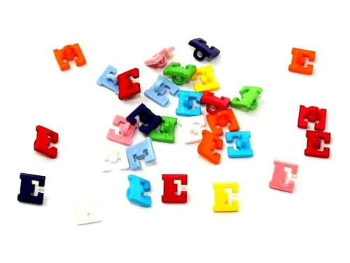 Dill Alphabet-Zahlenknöpfe, verschiedene Farben, Buchstabe E, Vorteilspackung, 30 Stück von dill and mint