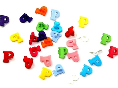 Dill Alphabet-Zahlenknöpfe, verschiedene Farben, Buchstabe P, Vorteilspackung, 30 Stück von dill and mint