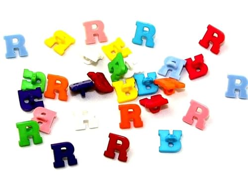 Dill Alphabet-Zahlenknöpfe, verschiedene Farben, Buchstabe R, Vorteilspackung, 30 Stück von dill and mint