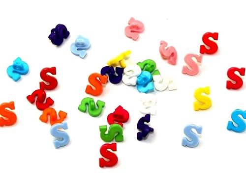 Dill Alphabet-Zahlenknöpfe, verschiedene Farben, Buchstabe S, Vorteilspackung, 30 Stück von dill and mint