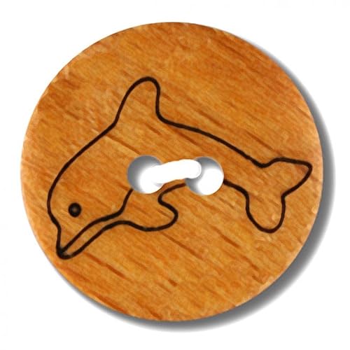 Dill-Delfin-Holzknöpfe, Beige, Vorteilspackung, 12 Stück von dill and mint