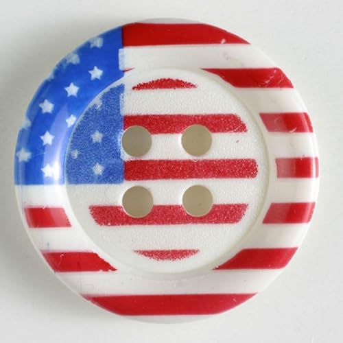 Dill Knöpfe mit amerikanischer Flagge, Blau/Weiß/Rot, Vorteilspackung, 20 Stück von dill and mint