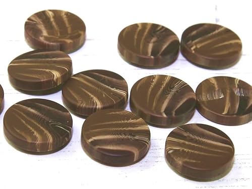 Dill-Marmor-Kunststoffknöpfe, Braun, Vorteilspackung, 12 Stück von dill and mint