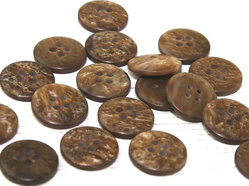 Dill-Marmor-Kunststoffknöpfe, Braun, Vorteilspackung, 20 Stück von dill and mint