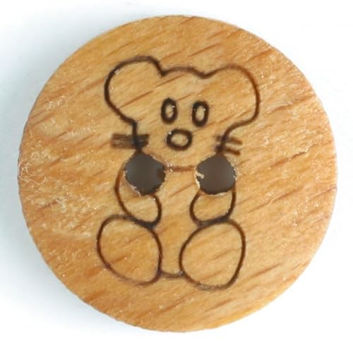 Dill Teddybär-Holzknöpfe, Beige, 20 Stück von dill and mint