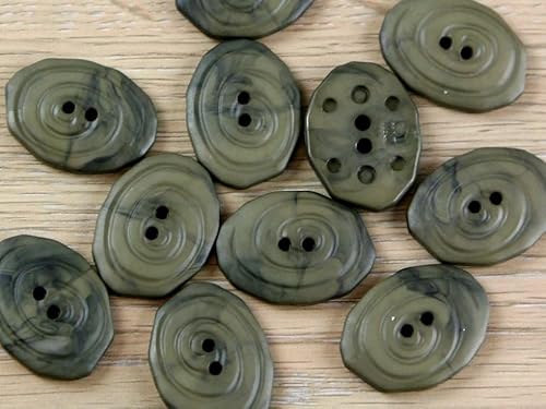 Dill Unregelmäßige Knöpfe, Khaki-Grün, Vorteilspackung, 12 Stück von dill and mint