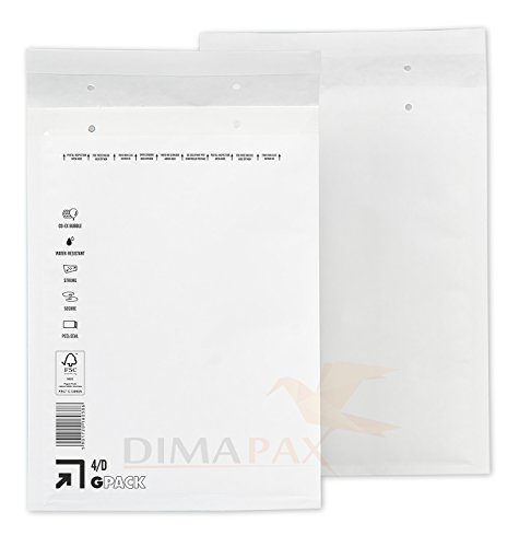 100 x Luftpolsterversandtaschen Weiss - Gr. D / 4 [ 200 x 275 mm ] Luftpolstertaschen Versandtaschen dimapax von dimapax