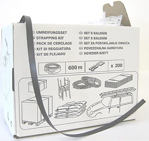 UMREIFUNGSSET 600 m PP-Umreifungsband + 200 Kunststoffklammern Paletten Band mit Klammern von dimapax von dimapax