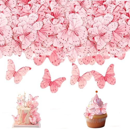 Dinghaole 40 Stück rosa Schmetterling-Kuchendekorationen, 3D-Schmetterling-Kuchenaufsatz für Geburtstag, Hochzeit, Party, Cupcake, Lebensmitteldekoration Dinghaole 40 Stück rosa Schmetterling-Kuchendekorationen, 3D-Schmetterling-Kuchenaufsatz für Geburtstag, Hochzeit, Party, Cupcake, Lebensmitteldekoration von dinghaole