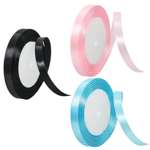 Dinghaole Geschenkband, 10 mm x 22 m, Schwarz, Rosa, Blau, Schleifendekoration, Ballonband, handgefertigt, Party-Dekoration, 3 Stück Dinghaole Geschenkband, 10 mm x 22 m, Schwarz, Rosa, Blau, Schleifendekoration, Ballonband, handgefertigt, Party-Dekoration, 3 Stück von dinghaole