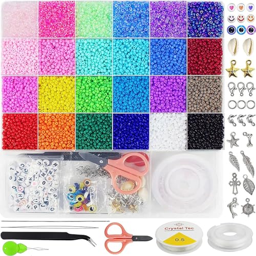 Dinghaole Perlen für Armbänder, 7800 Perlen Armband Making Kit für Geburtstag, Party, Weihnachten DIY Armband Schmuck machen (24 Farben) von dinghaole