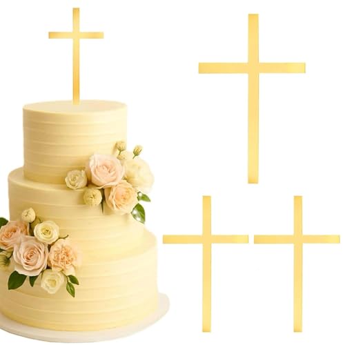 dinghaole 3 Stück Kreuz-Kuchenaufsatz, Tauf-Kuchenaufsatz, klassische Goldkreuzung, Taufdekorationen, Kreuz-Kuchenaufsätze, Party-Geburtstagstortendekoration für Geburtstag, Babyparty, Erwachsene dinghaole 3 Stück Kreuz-Kuchenaufsatz, Tauf-Kuchenaufsatz, klassische Goldkreuzung, Taufdekorationen, Kreuz-Kuchenaufsätze, Party-Geburtstagstortendekoration für Geburtstag, Babyparty, Erwachsene von dinghaole