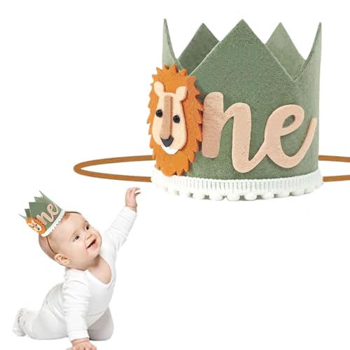 dinghaole Baby First Birthday Crown Green Lion Wild One Hat Birthday Decorations 1st Birthday Hat, Suitable For Children'S Birthday Parties, Carnivals, Leave Precious Memories For Children von dinghaole