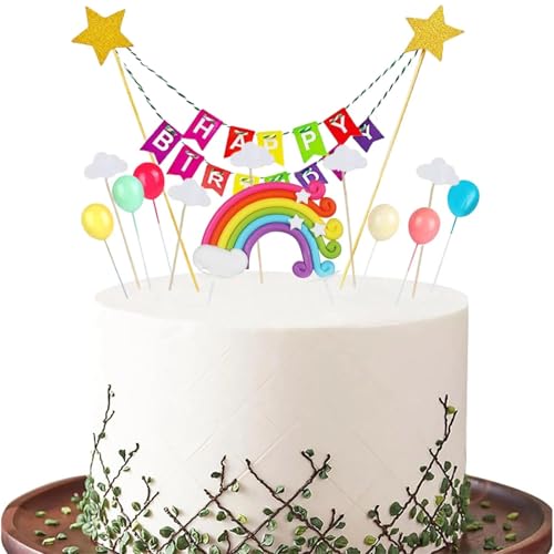 dinghaole Regenbogen-Kuchendekorationen, Mini-bunten Ballon-Cupcake-Topper, Geburtstagsset inklusive Regenbogen, Luftballon, Happy Birthday, Wolke für Kindergeburtstag, Babyparty dinghaole Regenbogen-Kuchendekorationen, Mini-bunten Ballon-Cupcake-Topper, Geburtstagsset inklusive Regenbogen, Luftballon, Happy Birthday, Wolke für Kindergeburtstag, Babyparty von dinghaole
