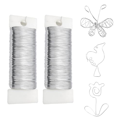 dinghaole Silberfarbener Basteldraht für Schmuckherstellung, 0,3 mm dick, biegsam, Modellierdraht, Metalldraht für Fahrrad, Modellierung, Skelett, Handwerk, Blumenherstellung, Schmuckherstellung von dinghaole