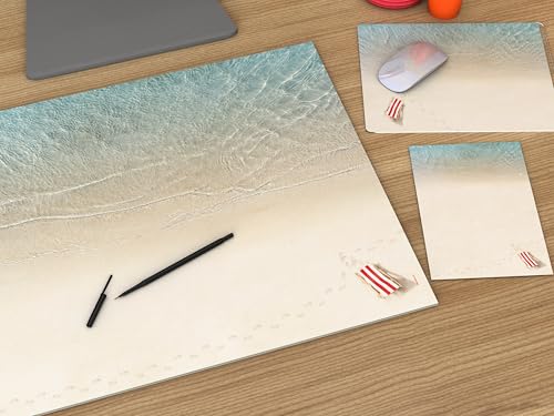 Schreibtischunterlage aus Papier DIN A2 | Design "Traumurlaub" | 25 Blatt | mit extra Kalenderblatt 2025 und 2026 | Abreißblock (mit Schutzleiste, Notizblock und Mauspad) von dirxbuschinger