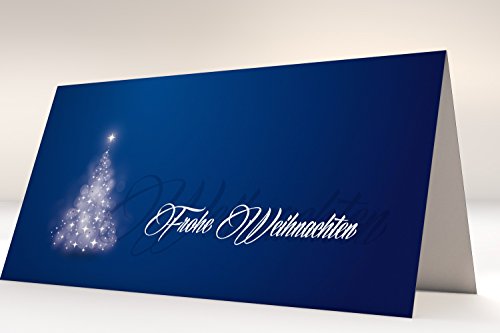 Weihnachtskarten Verträumter Lichterbaum Blau | Klappkarten mit bedruckbarem Einleger | passende Kuverts | für Ink Laser Copy Hand (10 Karten) von dirxbuschinger