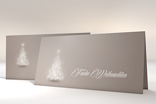 Weihnachtskarten Verträumter Lichterbaum GRAU | Klappkarten mit bedruckbarem Einleger | passende Kuverts | für Ink Laser Copy Hand (100 Karten + Kuverts) von dirxbuschinger