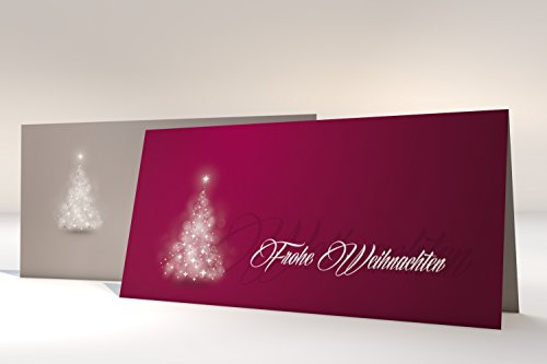 Weihnachtskarten Verträumter Lichterbaum ROT | Klappkarten mit bedruckbarem Einleger | passende Kuverts | für Ink Laser Copy Hand (50 Karten + Kuverts) von dirxbuschinger