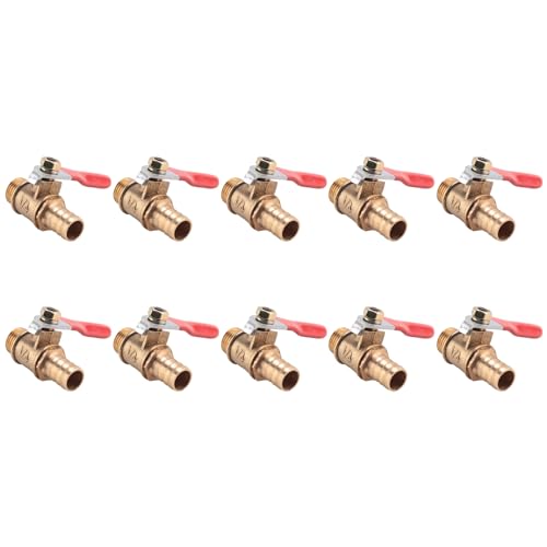 dissot 10 Stück 10 mm x 1/4 Zoll Pt Außengewinde mit Volldurchgang, Hebelgriff, Schlauch, flexibel, aus Messing von dissot