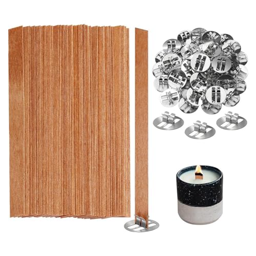 dissot 100 Holzdochte zur Kerzenherstellung, zur Kerzenherstellung, Holzdochte + Metallklammern, 1 Set von dissot