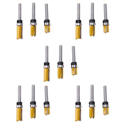 dissot 15 Stück, 1/4 Zoll (6,35 cm) Unterputz Router Bit Motiv Bit Kugellager oben und unten 1/2 Zoll Klinge Modell Holzkante Rasenmäher Tischler von dissot