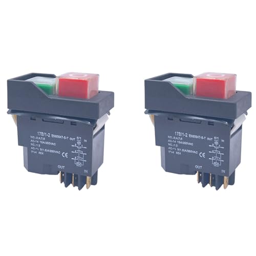 dissot 2 x KJD17 6-poliger Schalter, elektromagnetisch, 15 A, AC250 V, IP55, Sicherheitsschalter für Ausrüstung, wasserdicht dissot 2 x KJD17 6-poliger Schalter, elektromagnetisch, 15 A, AC250 V, IP55, Sicherheitsschalter für Ausrüstung, wasserdicht von dissot