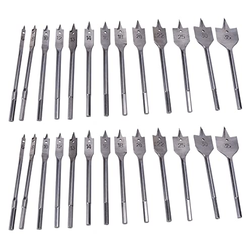 dissot 26-teiliges Spaten-Set, flache Bohrer, aus Metall, Schaft, Werkzeug für Holzbearbeitung, Zubehör dissot 26-teiliges Spaten-Set, flache Bohrer, aus Metall, Schaft, Werkzeug für Holzbearbeitung, Zubehör von dissot