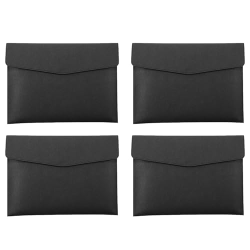 dissot 4 x Ordner aus PU-Leder, A4, Dokumententasche, wasserdicht, mit Druckverschluss (schwarz) von dissot