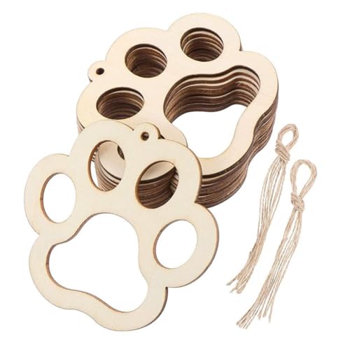 dissot 50 Stück Mini-Hundepfoten aus Holz, Basteln, Handwerk, Ausschnitte aus Holz, kleine Krallen in Form von hängenden Ornamenten von dissot