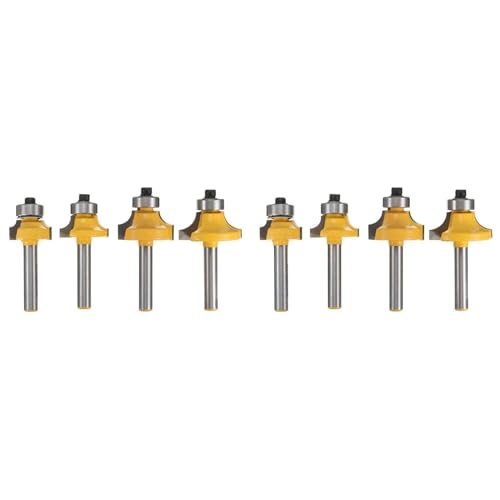 dissot 8 Stück 1/4 Zoll Rundschaft auf Router-Bits, abgerundete Ecke, Werkzeug-Set für Kantenbildung, 5/16 Zoll, 3/16 Zoll, 1/4 Zoll, 1/8 Zoll Radius für Holzfräser dissot 8 Stück 1/4 Zoll Rundschaft auf Router-Bits, abgerundete Ecke, Werkzeug-Set für Kantenbildung, 5/16 Zoll, 3/16 Zoll, 1/4 Zoll, 1/8 Zoll Radius für Holzfräser von dissot
