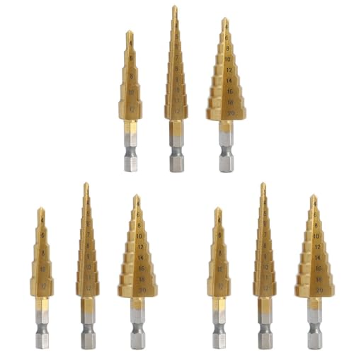 dissot 9 Stück Stahlbohrer, Elektrowerkzeuge, Kegelschneider, Lochschneider aus Metall, mit Titan, Wechsel des Sechskantschafts von 3 – 12 mm / 4 – 12 mm / 4 – 20 mm dissot 9 Stück Stahlbohrer, Elektrowerkzeuge, Kegelschneider, Lochschneider aus Metall, mit Titan, Wechsel des Sechskantschafts von 3 – 12 mm / 4 – 12 mm / 4 – 20 mm von dissot