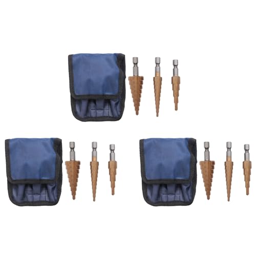 dissot 9-teiliges Bohrer-Set für Tapezierkegel, HSS-Lochschneider, aus Metall, Sechskantkegel, Titanbeschichtung, 3-12, 4-12, 4-20 mm, 1/4 Zoll, metrisch dissot 9-teiliges Bohrer-Set für Tapezierkegel, HSS-Lochschneider, aus Metall, Sechskantkegel, Titanbeschichtung, 3-12, 4-12, 4-20 mm, 1/4 Zoll, metrisch von dissot