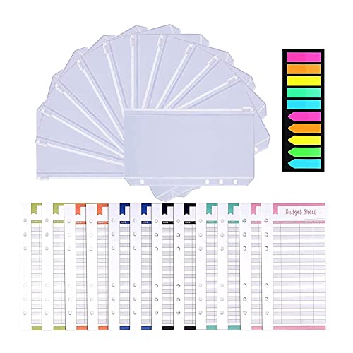 dissot A6 Buchbinderhüllen, 12 Stück, Budget-Planer, PVC, transparent, 6 Löcher, transparente Ärmel, mit Reißverschluss, für Notizbuchplaner dissot A6 Buchbinderhüllen, 12 Stück, Budget-Planer, PVC, transparent, 6 Löcher, transparente Ärmel, mit Reißverschluss, für Notizbuchplaner von dissot