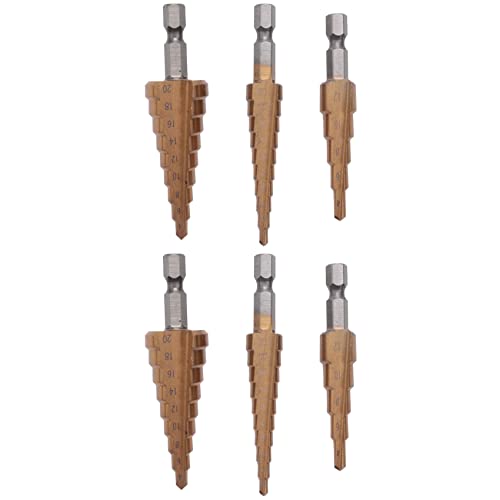 dissot HSS-Bohrer-Set, Kegelbohrer, Metall, Sechskantkegel, Titan, beschichtet, 3-12, 4-12, 4-20 mm, 1/4 Zoll, metrisch, 6 Stück dissot HSS-Bohrer-Set, Kegelbohrer, Metall, Sechskantkegel, Titan, beschichtet, 3-12, 4-12, 4-20 mm, 1/4 Zoll, metrisch, 6 Stück von dissot