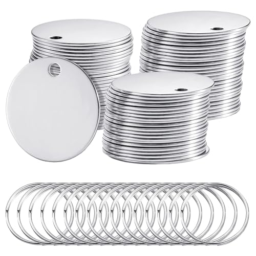 dissot Packung mit 100 Stück Stanzschablonen aus Edelstahl, Metalletiketten mit Loch, geeignet für Gravur und Handwerk dissot Packung mit 100 Stück Stanzschablonen aus Edelstahl, Metalletiketten mit Loch, geeignet für Gravur und Handwerk von dissot