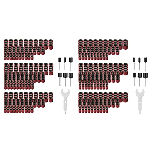 dissot Trommelschleifer-Set, 614-teilig, 300 Hülsen (80/120/240), Trommelbohrfutter, 6-teilig, für Drehwerkzeug (2,35 mm/3,17 mm), 1 Ringschlüssel von dissot