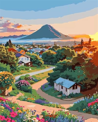 ditlvy 5D Städte Dörfer Diamond Painting Erwachsene,DIY Diamant Painting Bilder für Anfänger,Voller Kristall Strass Kreuzstich Malen Nach Zahlen Bilder für Home Dekor Round Drill,70x90cm von ditlvy